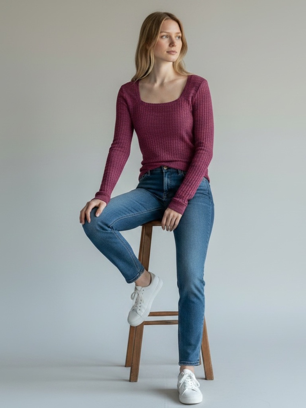 Michael Stars Scoop Neck Sweater in Berry